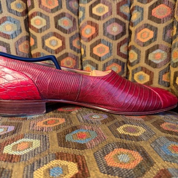 Mauri alligator Venetian loafers RED men's 9.5 + box, trees - Picture 3 of 13